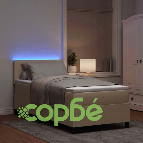 Легло с пружинна основа и LED осветление 203x80x88 см светлосиво и бяло кадифе ➤ топ цена ➤ sorbe.bg
