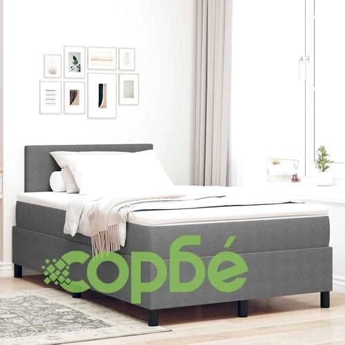 Легло с пружинирана основа и LED осветление от кадифе 193x120x88 см светлосиво и бяло ➤ топ цена ➤ sorbe.bg