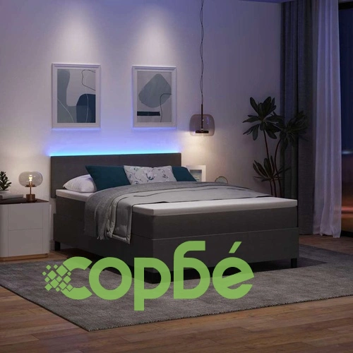 Легло с пружинирана основа, матрак и LED осветление 193x144x88 см кордуров плат ➤ топ цена ➤ sorbe.bg