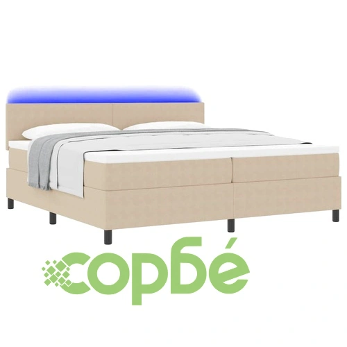 Легло с пружинирана основа и LED осветление светлосиво и бяло 203x200x88 см кордурой ➤ топ цена ➤ sorbe.bg