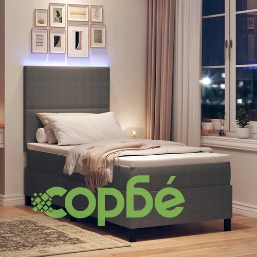 Легло с пружинирана основа и LED осветление 203x80x128 см кордурой светлосиво ➤ топ цена ➤ sorbe.bg