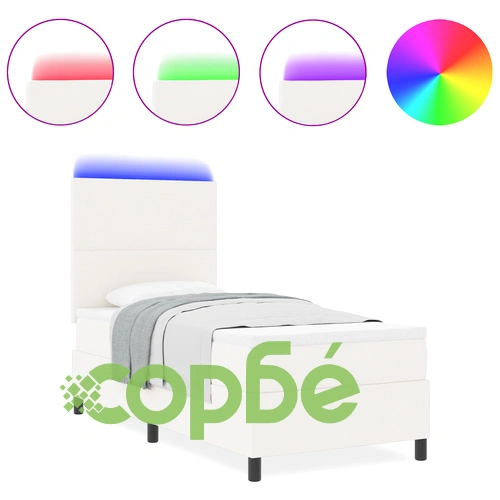Легло с пружини с матрак и LED осветление 90x200 см, Кремаво, Кепър ➤ топ цена ➤ sorbe.bg
