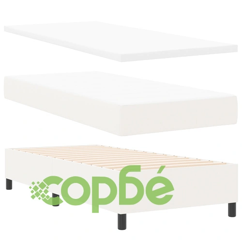 Легло с пружини с матрак и LED осветление 90x200 см, Кремаво, Кепър ➤ топ цена ➤ sorbe.bg