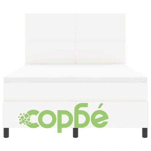 Легло с пружинирана основа от кадифен кордурой, слонова кост и бяло, 140x200 см, с матрак и LED осветление ➤ топ цена ➤ sorbe.bg