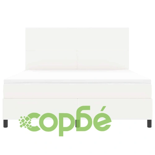 Легло с пружинирана основа, матрак и LED осветление - Слонова кост и бяло, Кадифе, 203 x 180 x 128 см ➤ топ цена ➤ sorbe.bg