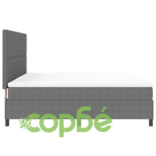 Луксозно Легло с Box Spring, Матрак и LED Осветление - 200x200 см, Сиво Кадифе ➤ топ цена ➤ sorbe.bg