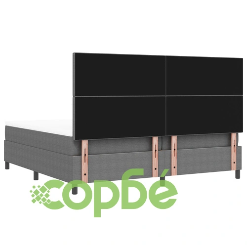 Луксозно Легло с Box Spring, Матрак и LED Осветление - 200x200 см, Сиво Кадифе ➤ топ цена ➤ sorbe.bg
