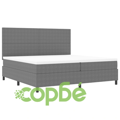 Луксозно Легло с Box Spring, Матрак и LED Осветление - 200x200 см, Сиво Кадифе ➤ топ цена ➤ sorbe.bg