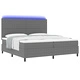 Луксозно Легло с Box Spring, Матрак и LED Осветление - 200x200 см, Сиво Кадифе