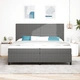 Луксозно Легло с Box Spring, Матрак и LED Осветление - 200x200 см, Сиво Кадифе