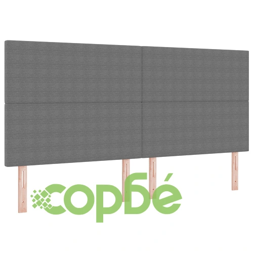 Луксозно Легло с Box Spring, Матрак и LED Осветление - 200x200 см, Сиво Кадифе ➤ топ цена ➤ sorbe.bg