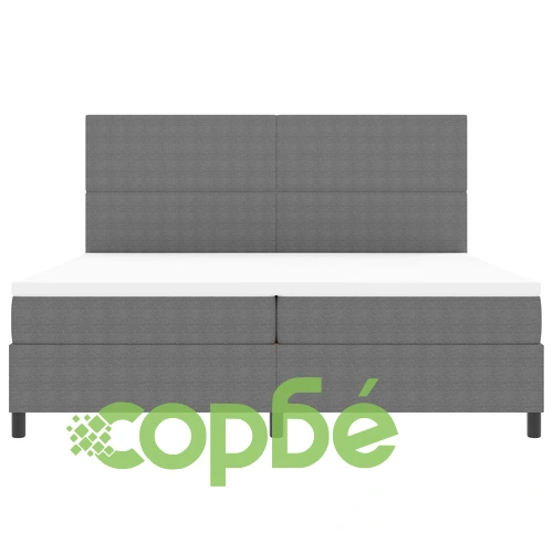 Луксозно Легло с Box Spring, Матрак и LED Осветление - 200x200 см, Сиво Кадифе ➤ топ цена ➤ sorbe.bg