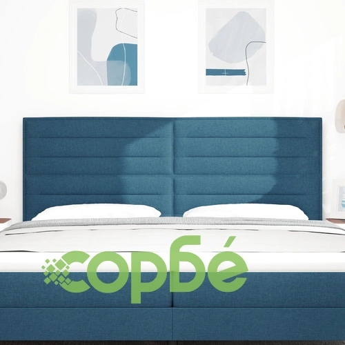 Табла за легло Lines Design в син цвят, 200 x 128 см, тъкан материал ➤ топ цена ➤ sorbe.bg