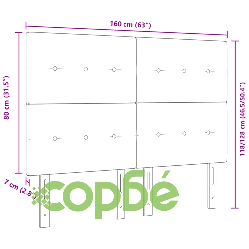 Табла за легло с копчета от полиестер в светлосиво, 160 x 128 см ➤ топ цена ➤ sorbe.bg