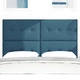 Тапицирана табла за легло с копчета, 160 x 128 см, синя, текстилна