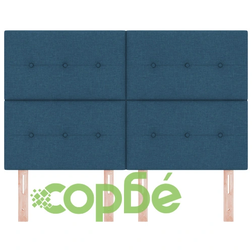 Тапицирана табла за легло с копчета, 160 x 128 см, синя, текстилна ➤ топ цена ➤ sorbe.bg