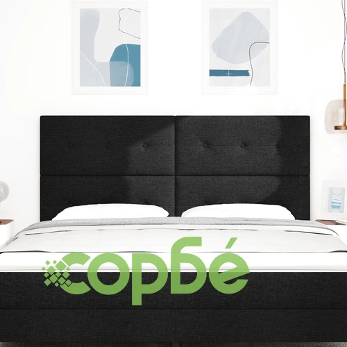 Тапицирано легло с копчета в черен цвят 180 см с полиестерна дамаска ➤ топ цена ➤ sorbe.bg