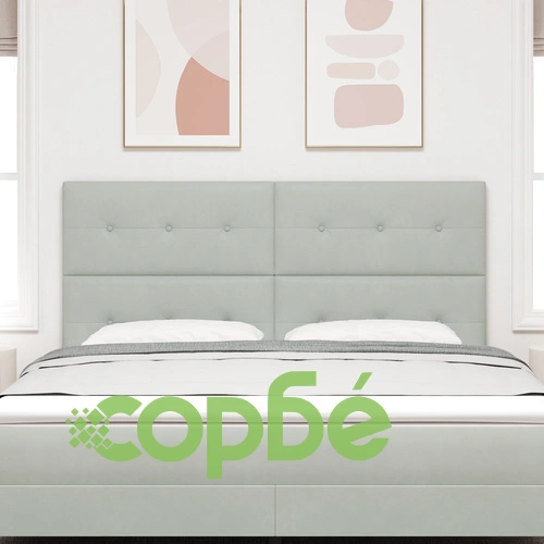 Луксозна Табла за Легло с Копчета от Кадифе, Светлосиво, 180 см ➤ топ цена ➤ sorbe.bg