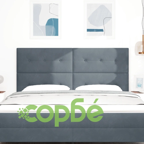 Табло за легло с копчета от сиво кадифе 180 см - регулируема височина ➤ топ цена ➤ sorbe.bg