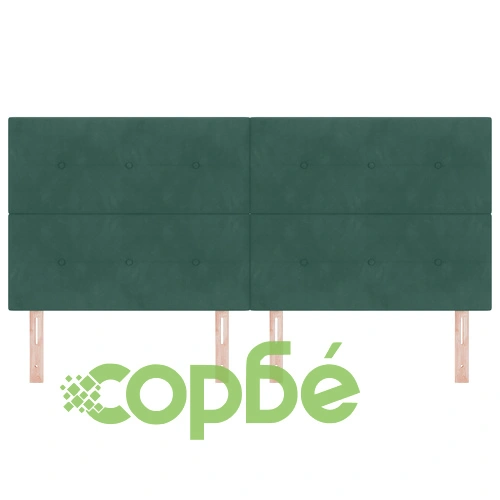 Тапицирана табла за легло с бутони, тъмнозелена, 200 см, кадифе ➤ топ цена ➤ sorbe.bg