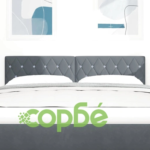 Табла за легло с LED осветление, кадифе, тъмносиво, 144 см ➤ топ цена ➤ sorbe.bg
