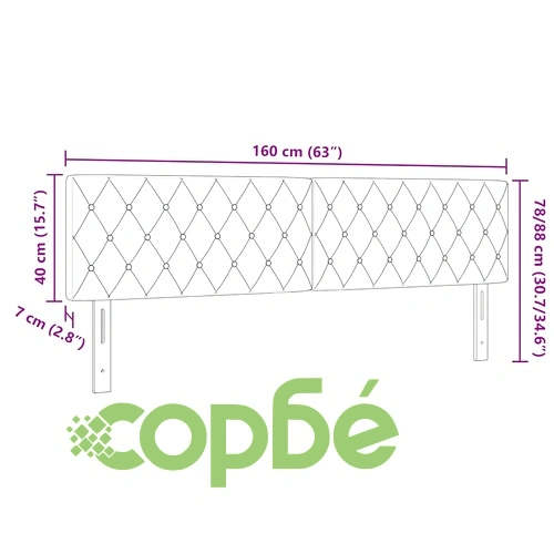 LED табла за глава с кристални копчета тъмносив 160 см кадифе ➤ топ цена ➤ sorbe.bg