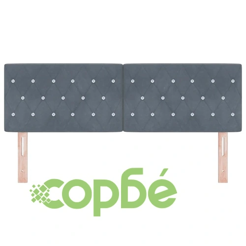 LED табла за глава с кристални копчета тъмносив 160 см кадифе ➤ топ цена ➤ sorbe.bg