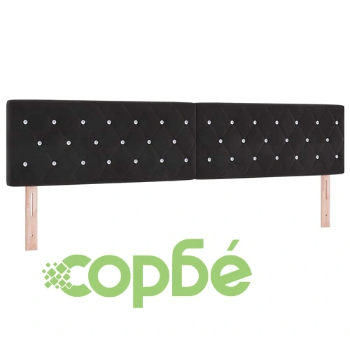 LED табла за глава с кристални копчета черен кадифе 200x88 см с LED осветление ➤ топ цена ➤ sorbe.bg