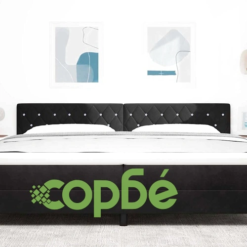 LED табла за глава с кристални копчета черен кадифе 200x88 см с LED осветление ➤ топ цена ➤ sorbe.bg