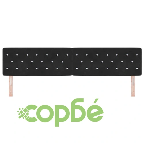 LED табла за глава с кристални копчета черен кадифе 200x88 см с LED осветление ➤ топ цена ➤ sorbe.bg