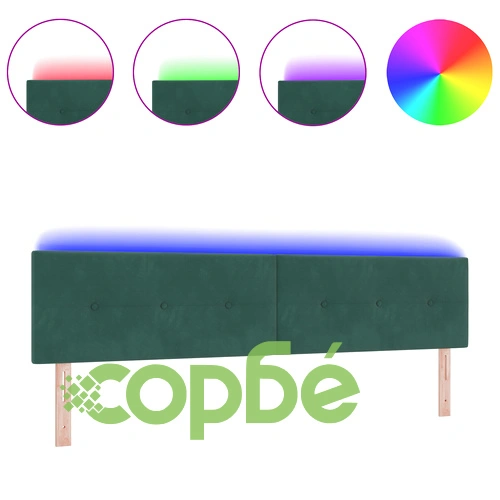 LED табла с копчета от велур, тъмнозелена, 100 см, с LED осветление ➤ топ цена ➤ sorbe.bg
