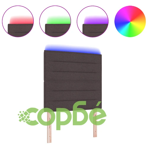 LED табла за легло с линии дизайн - тъмно кафява, 100 см, текстил ➤ топ цена ➤ sorbe.bg