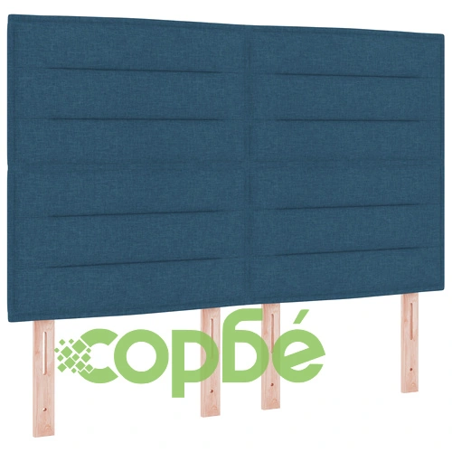 LED Тапицирано Главно Легло с Линеен Дизайн, Синьо, 160 x 128 см ➤ топ цена ➤ sorbe.bg