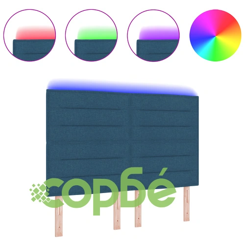 LED Тапицирано Главно Легло с Линеен Дизайн, Синьо, 160 x 128 см ➤ топ цена ➤ sorbe.bg