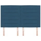 LED Тапицирано Главно Легло с Линеен Дизайн, Синьо, 160 x 128 см