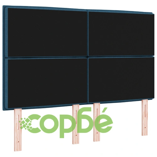 LED Тапицирано Главно Легло с Линеен Дизайн, Синьо, 160 x 128 см ➤ топ цена ➤ sorbe.bg