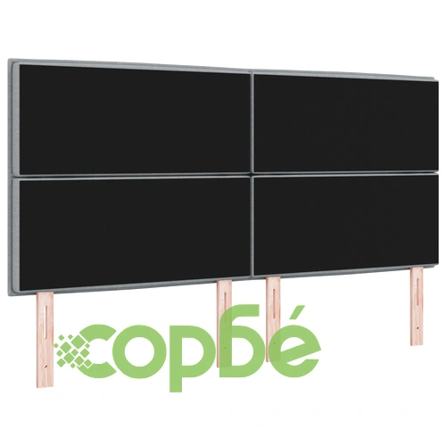LED табла с линиен дизайн за легло, светло сива, тъкан, 180 x 128 см ➤ топ цена ➤ sorbe.bg