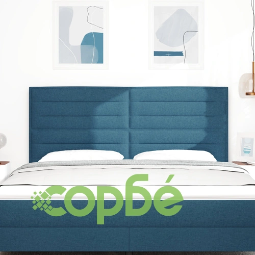 LED Табла за Легло с Линеен Дизайн - Синя, 90 см, Памучна ➤ топ цена ➤ sorbe.bg