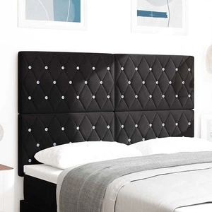 LED табла за глава с LED осветление черна кадифе 160x88 см