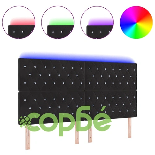 LED табла за глава с LED лентисти светлини от кадифе черно 180 см ➤ топ цена ➤ sorbe.bg