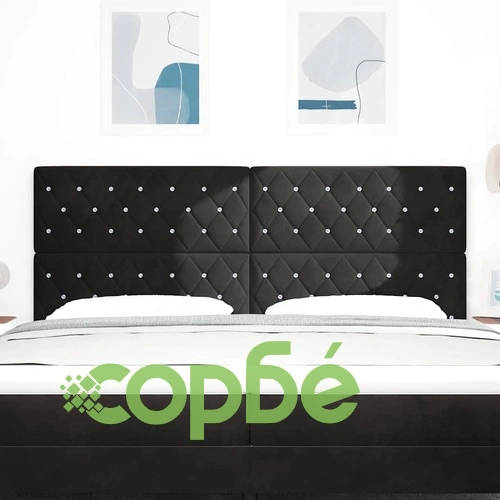 LED табла за легло с LED осветление черен кадифе 200x88 см регулируема височина ➤ топ цена ➤ sorbe.bg