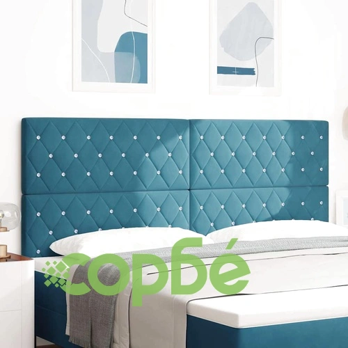 LED табла за глава с кристални копчета тъмносиньо кадифе 200x88 см ➤ топ цена ➤ sorbe.bg