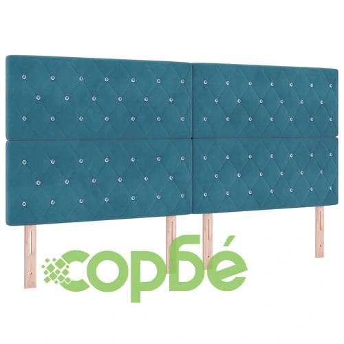 LED табла за глава с кристални копчета тъмносиньо кадифе 200x88 см ➤ топ цена ➤ sorbe.bg