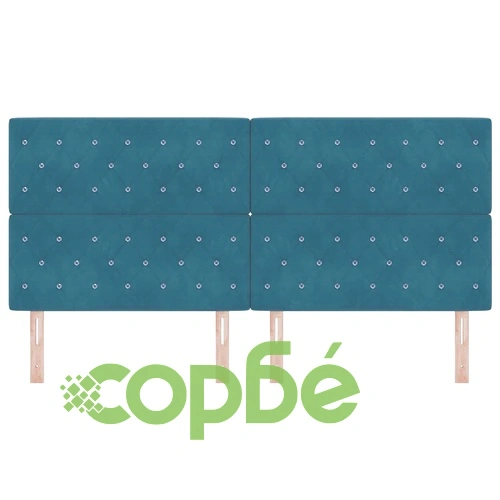 LED табла за глава с кристални копчета тъмносиньо кадифе 200x88 см ➤ топ цена ➤ sorbe.bg