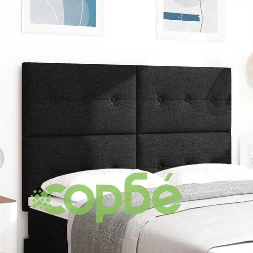 LED табла за легло с осветление 72 см, черна текстилна тапицерия ➤ топ цена ➤ sorbe.bg