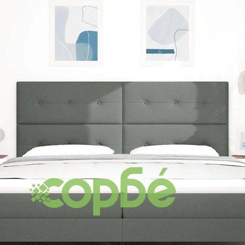 LED табла за легло с регулируема височина тъмносив 200 cm текстил ➤ топ цена ➤ sorbe.bg