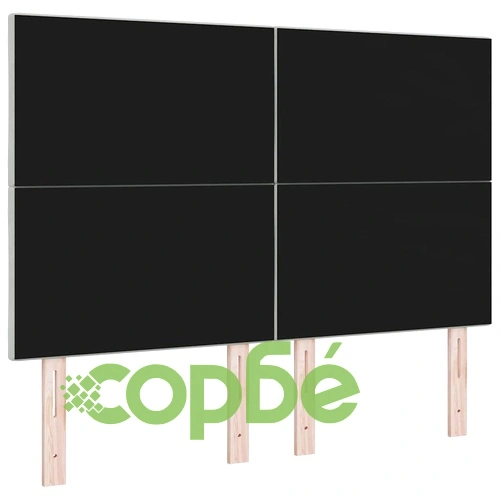 Табла за легло с LED осветление, кадифе, светлосиво, 144 см ➤ топ цена ➤ sorbe.bg