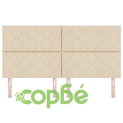 LED табла за легло с диамантен десен, текстил, крем, 180 см ➤ топ цена ➤ sorbe.bg