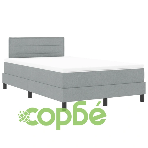 Легло с пружина и матрак 120x190 см Светлосиво Текстил ➤ топ цена ➤ sorbe.bg