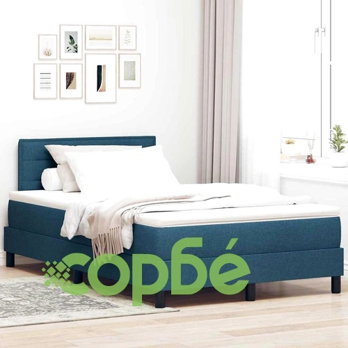 Континентално легло с матрак синьо 120x190 см текстил ➤ топ цена ➤ sorbe.bg